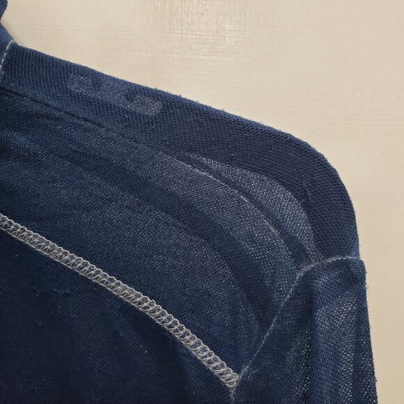 Buckle Black Label Men's Navy Semi Sheer Burnout Slim Fit Tissue Polo Top M - Picture 2 of 8